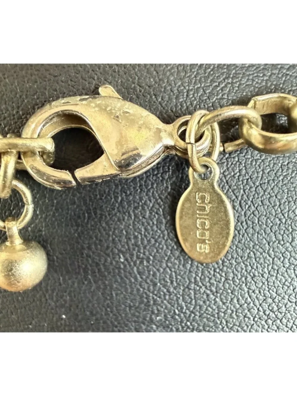 Chico’s Tassel Necklace  Navy Blue W/ Pendant Beaded Chain Gold Tone 32” - Picture 4 of 6